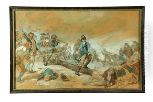 Defense Of Fort Washington, 1776 (sketch) Oil Painting by John Ward Dunsmore