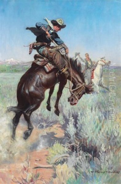 Busting A Broncho Oil Painting by William Herbert Dunton