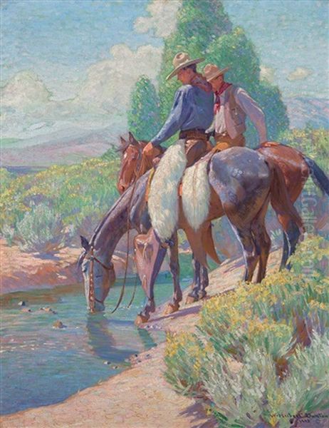 Watering The Horses Oil Painting by William Herbert Dunton