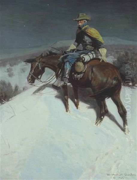 The Vidette--custer Trooper Oil Painting by William Herbert Dunton