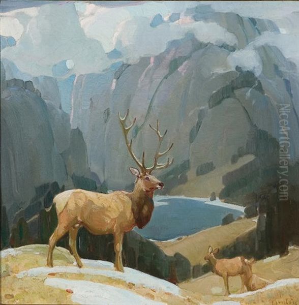 In The Tetons Oil Painting by William Herbert Dunton