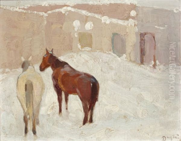 Winter Day (la Loma - Taos) Oil Painting by William Herbert Dunton