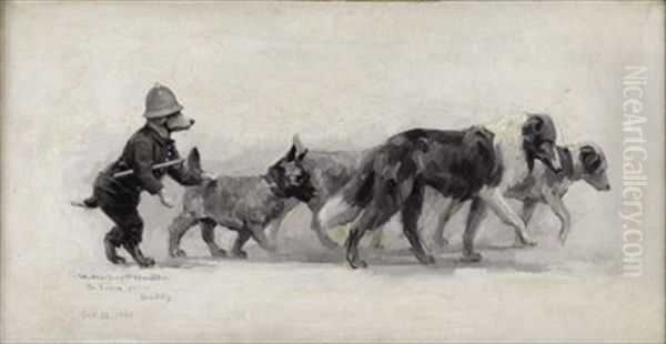 Police Dogs Oil Painting by William Herbert Dunton