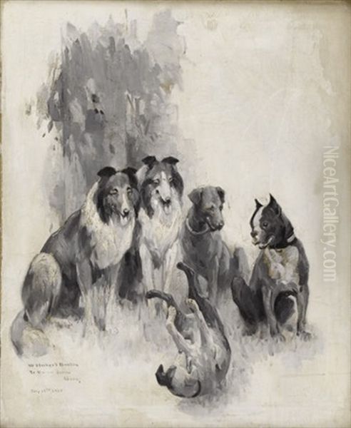 Sitting Dogs Oil Painting by William Herbert Dunton