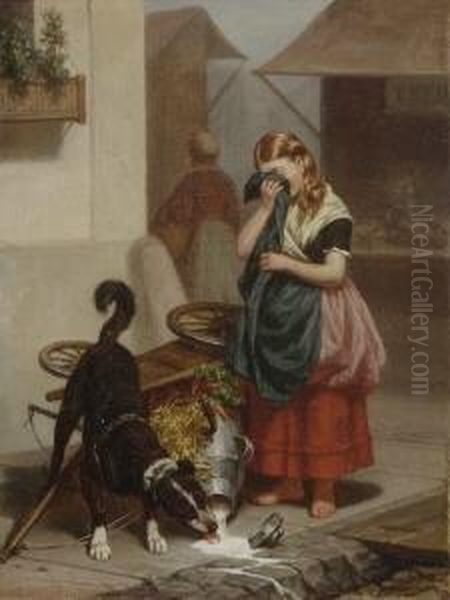 Missgeschick. Oil Painting by Carl Johann Arnold