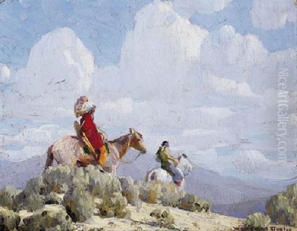 Indians Of Taos Oil Painting by William Herbert Dunton