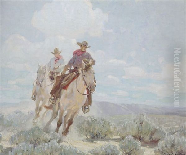 Riding The Range Oil Painting by William Herbert Dunton