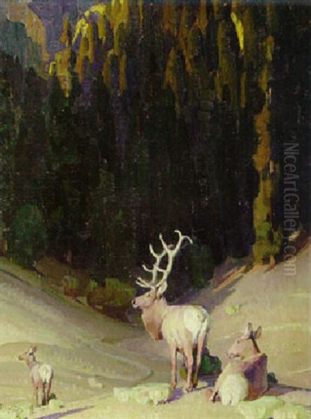 Elk Oil Painting by William Herbert Dunton