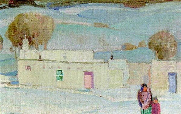 Winter Morning After The Storm, Taos Oil Painting by William Herbert Dunton