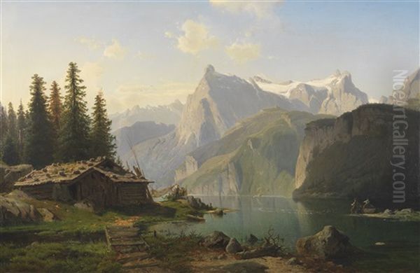 Am Vierwaldstattersee Oil Painting by Johannes Bartholomaeus Duntze