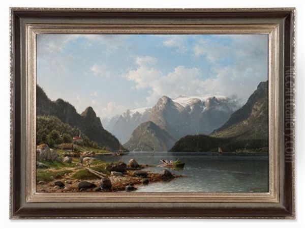 View On The Fjord Oil Painting by Johannes Bartholomaeus Duntze