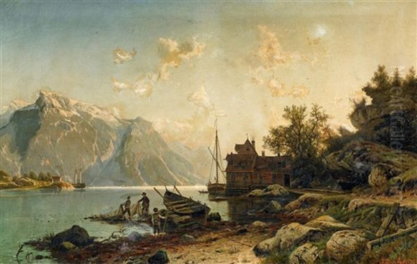 Sommertag Im Fjord Oil Painting by Johannes Bartholomaeus Duntze