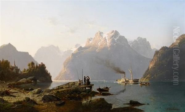 Abschied Vom Fjord Oil Painting by Johannes Bartholomaeus Duntze