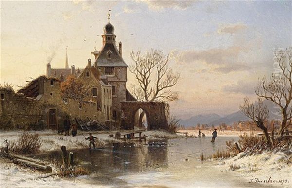 Sonniger Wintertag Oil Painting by Johannes Bartholomaeus Duntze