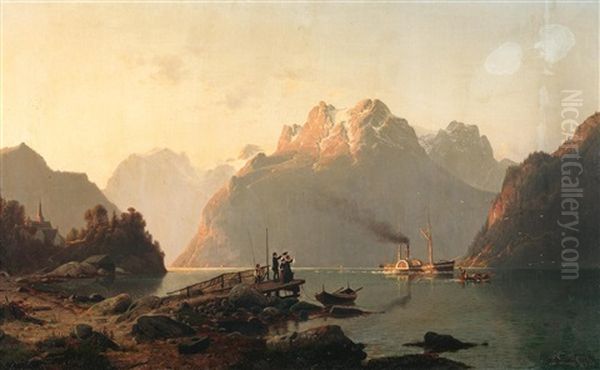 Abschied Vom Fjord Oil Painting by Johannes Bartholomaeus Duntze