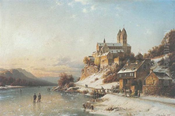 Winternachmittag, Kloster An Der Lahn Oil Painting by Johannes Bartholomaeus Duntze