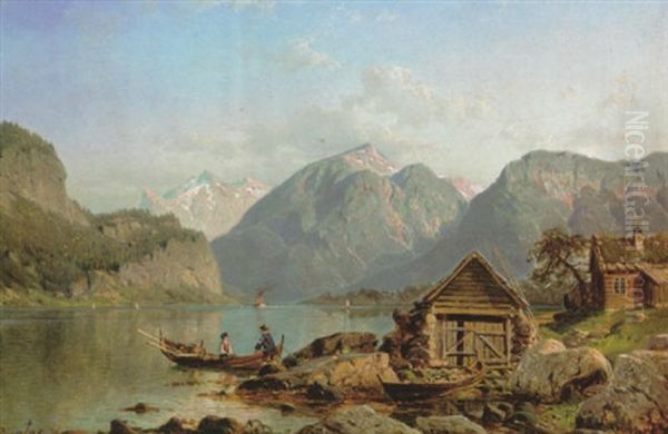 Norwegische Landschaft, Motiv Von Feroen by Johannes Bartholomaeus Duntze