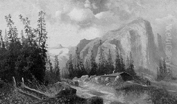 Die Handeck Alm Oil Painting by Johannes Bartholomaeus Duntze