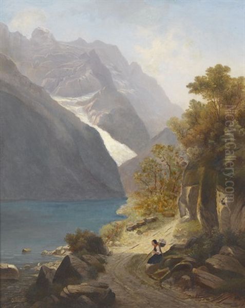 Klontalersee Oil Painting by Alfred Duenz