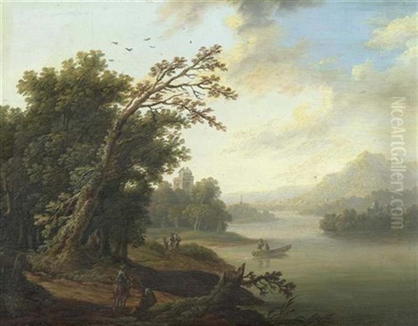 Flusslandschaft Oil Painting by Alfred Duenz