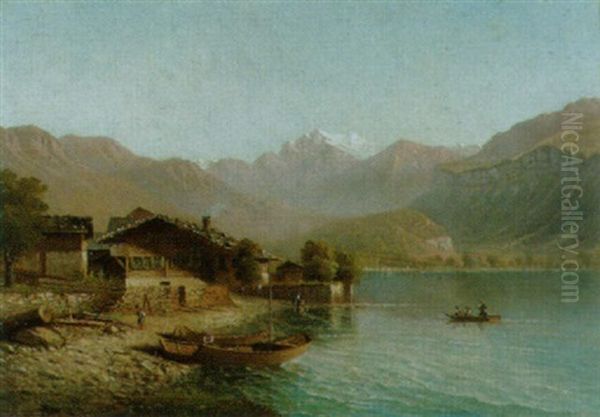 Brienzersee Mit Gebirgspanorama Oil Painting by Alfred Duenz