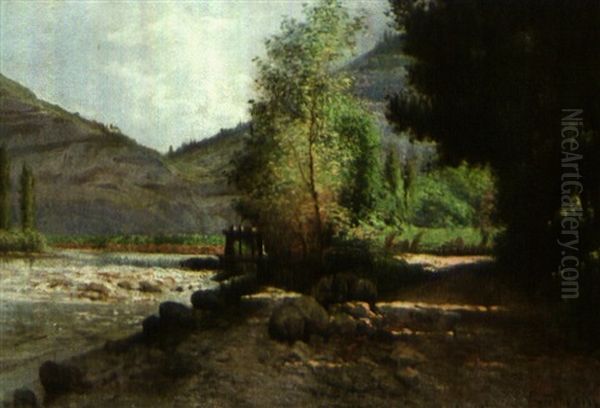 Le Saleve, Geneve Oil Painting by Edmond Louis Dupain