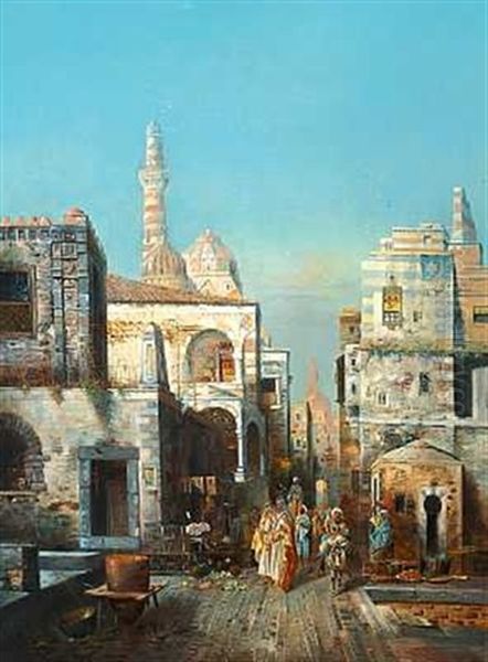 Orientalske Scenerier (pair) Oil Painting by F. Dupin