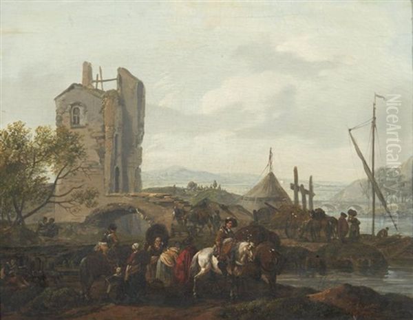 Le Bivouac Oil Painting by Claude Michel Hamon Duplessis