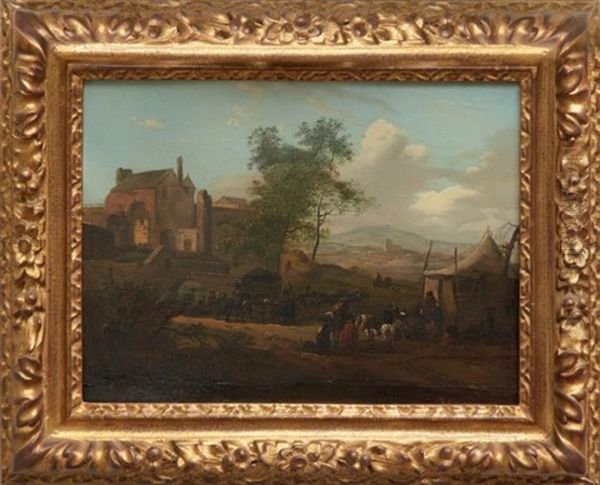 Un Campement Militaire Oil Painting by Claude Michel Hamon Duplessis