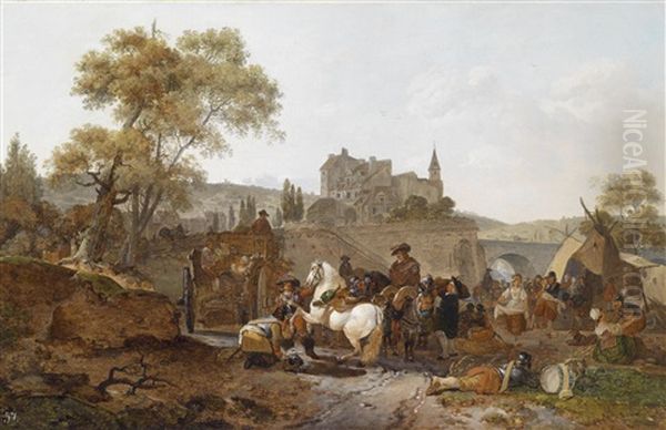 Militarisches Lager Vor Den Mauern Einer Stadt Oil Painting by Claude Michel Hamon Duplessis