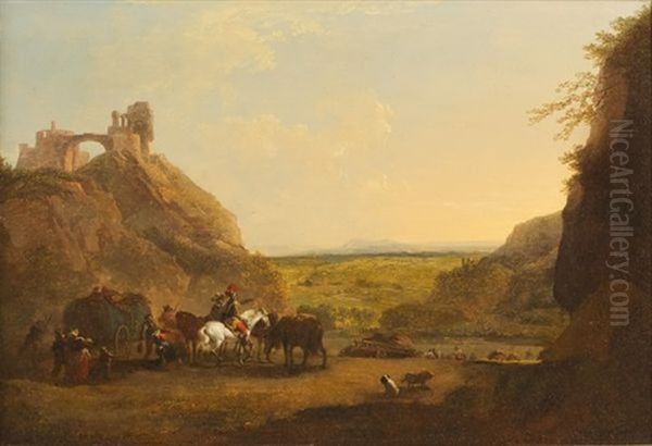 La Halte Des Cavaliers Oil Painting by Claude Michel Hamon Duplessis