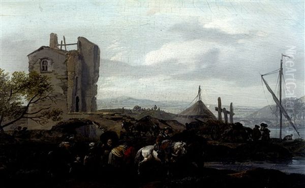 Le Bivouac Oil Painting by Claude Michel Hamon Duplessis