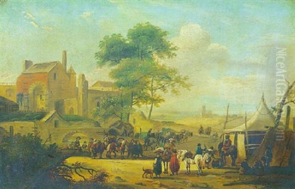 Campement Militairre Oil Painting by Claude Michel Hamon Duplessis