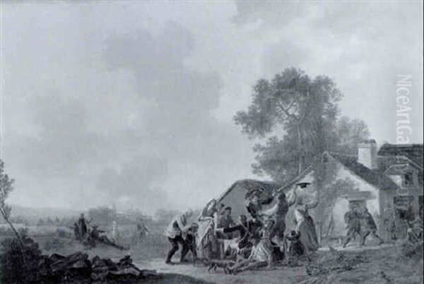 Rejouissances Militaires Devant L'auberge Oil Painting by Claude Michel Hamon Duplessis