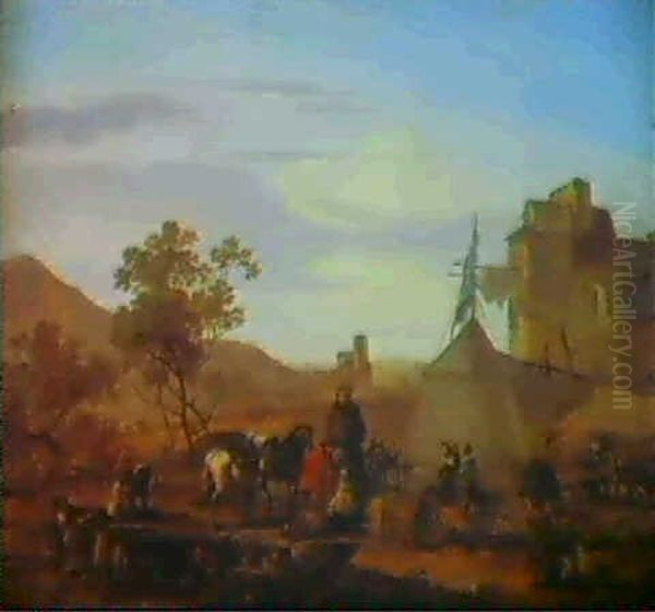 Campement De Soldats Oil Painting by Claude Michel Hamon Duplessis