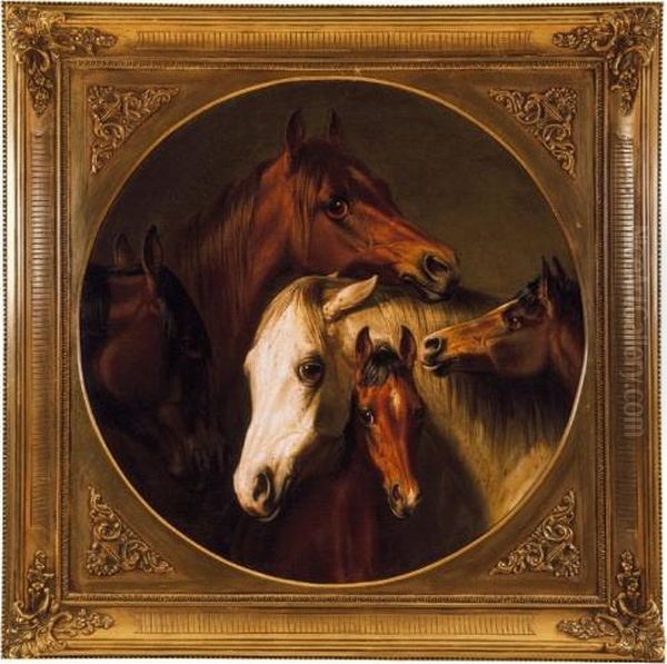 Horses Oil Painting by Friedrich Adolph Arnold