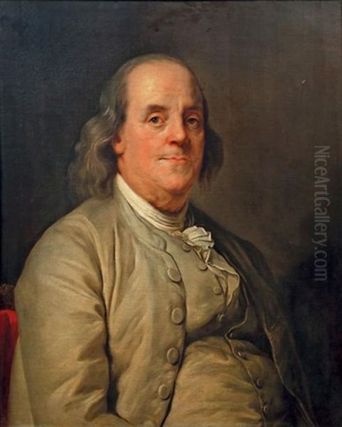 Portrait De Benjamin Franklin (1706-1790) Oil Painting by Joseph-Siffred Duplessis