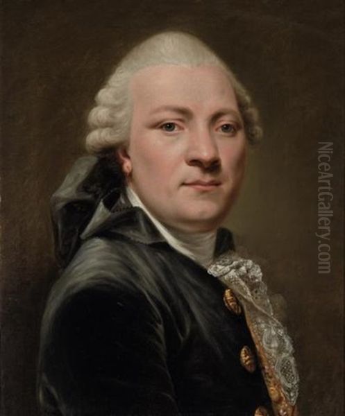 Portrait Of A Gentleman Said To Be Georges Louis Leclerc, Comte De Buffon Oil Painting by Joseph-Siffred Duplessis