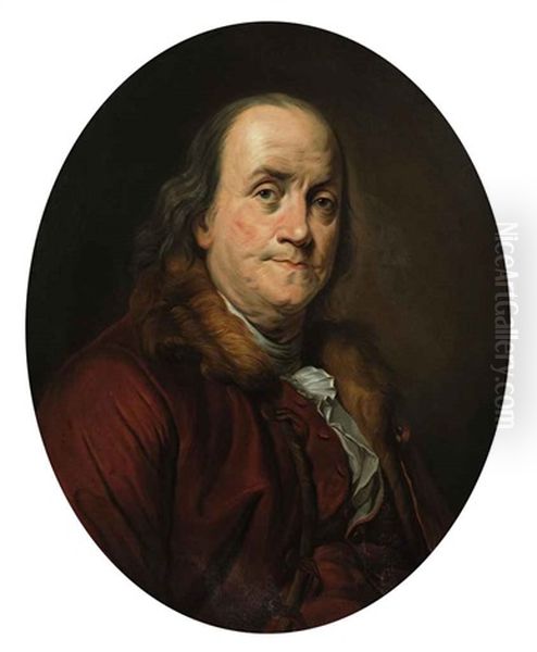 Portrait Of Benjamin Franklin Oil Painting by Joseph-Siffred Duplessis