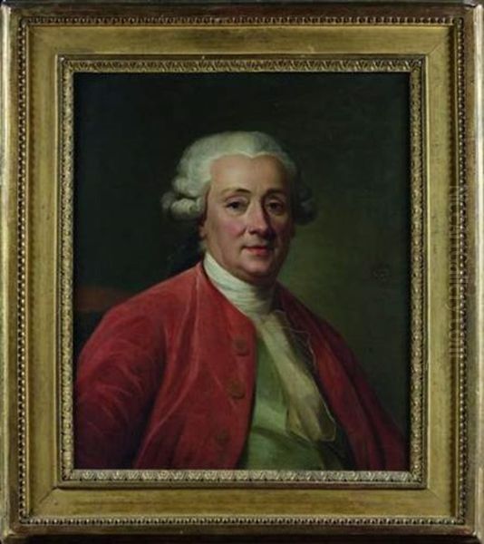 Portrait De Gentilhomme A La Veste Rouge Oil Painting by Joseph-Siffred Duplessis