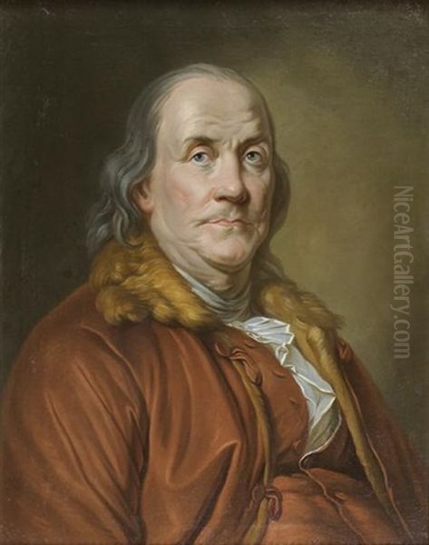 Portrait De Benjamin Franklin Oil Painting by Joseph-Siffred Duplessis