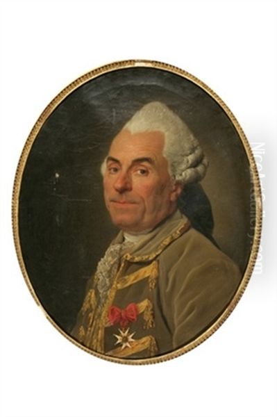 Portrait De Louis De Courdoumer, Marechal Des Camps Et Armees Du Roi, Directeur Du Genie Et Des Fortifications Departie Des Provinces De Flandres Et D'artois Oil Painting by Joseph-Siffred Duplessis