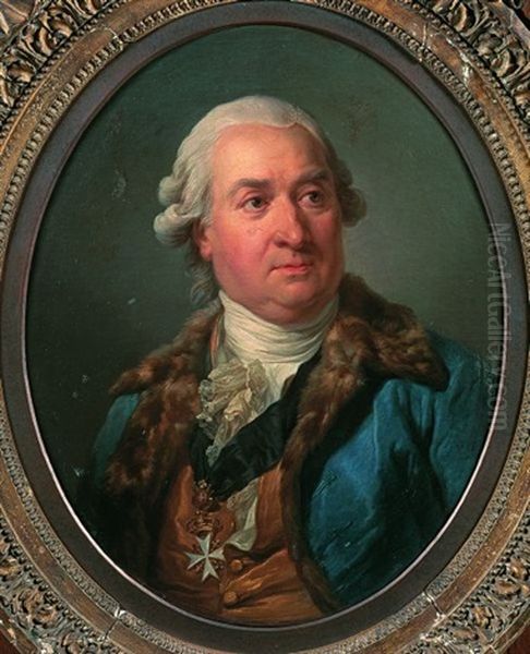 Portrait D'homme A La Veste Bleue Oil Painting by Joseph-Siffred Duplessis