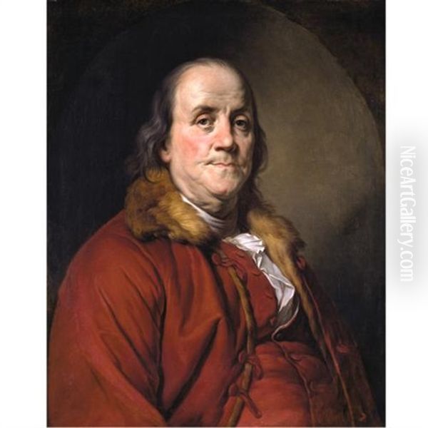 Portrait Of Benjamin Franklin Oil Painting by Joseph-Siffred Duplessis