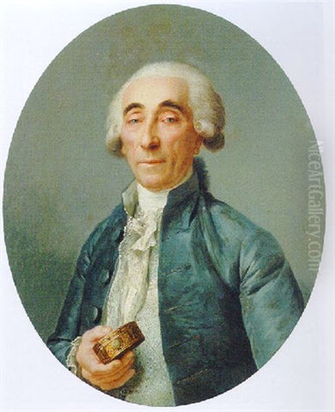 Portrait Of Jean-francois Lagrenee Holding A Snuff Box Oil Painting by Joseph-Siffred Duplessis