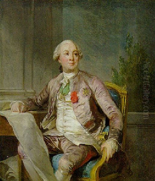 A Portrait Study Of Charles-claude De Flahaut De La Billarderie, Comte D'angiviller Oil Painting by Joseph-Siffred Duplessis