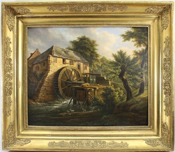 Painting Of A Mill Oil Painting by Jean Duplessis-Bertaux