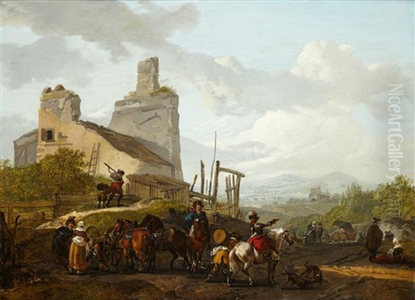 Halte Apres La Chasse Oil Painting by Jean Duplessis-Bertaux