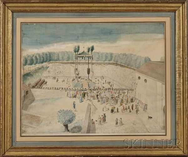 A Grand Outdoor Ceremony (the Coronation Of Louis Xvi?) Oil Painting by Jean Duplessis-Bertaux