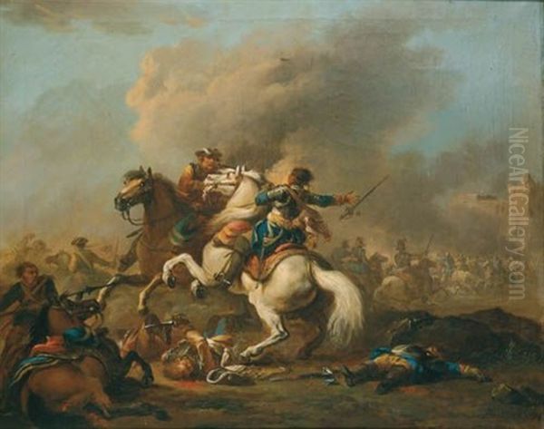 Choc De Cavalerie Oil Painting by Jean Duplessis-Bertaux